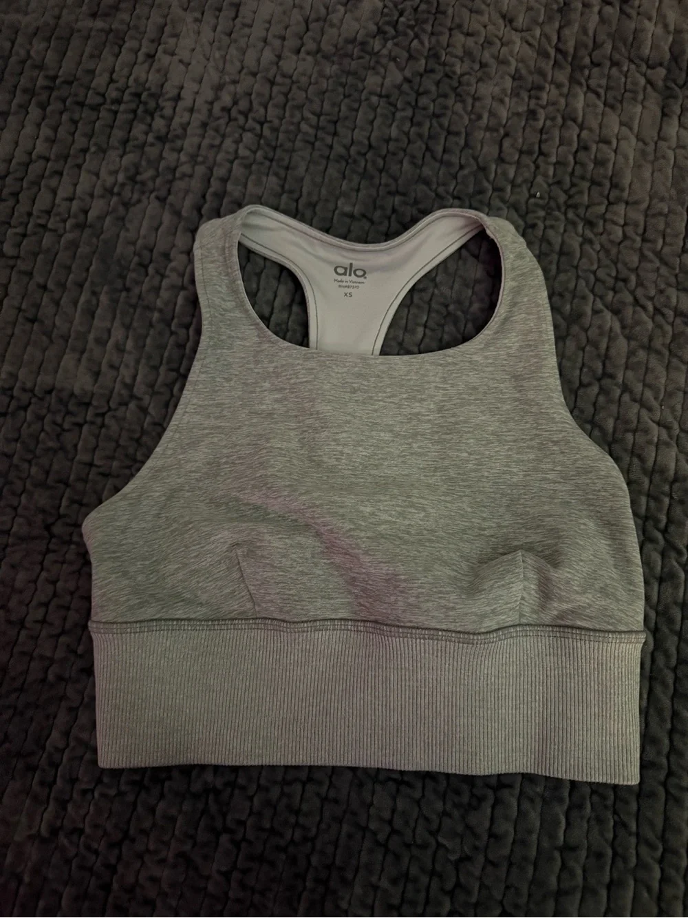 ALO Yoga Grey High-Neck Racerback Sports Bra XS